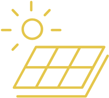 Saving energy via solar panels icon